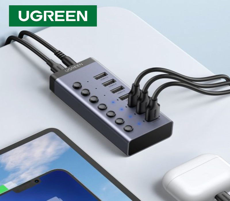 Hub chia 7 cổng USB 3.0 Ugreen 90307 - Tốc độ 5Gbps, hỗ trợ sạc nhanh