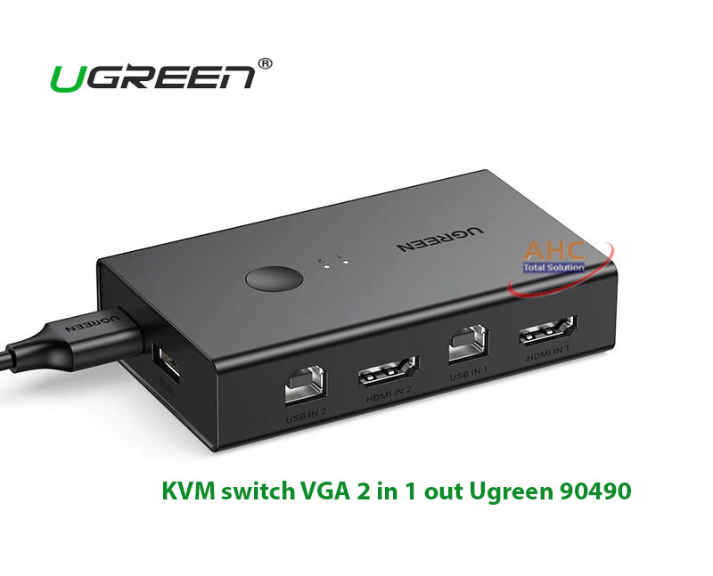 Bộ chuyển mạch KVM VGA 2 vào 1 ra Ugreen 90490 - Giải pháp tiện lợi cho việc kết nối đa thiết bị