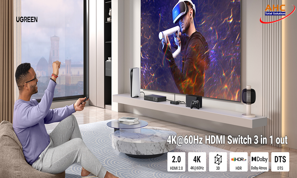 Bộ gộp HDMI 3 vào 1 ra 4K@60Hz | Ugreen 15376