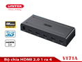 Bộ chia HDMI 1 ra 4 Unitek V171A, chuẩn 2.0 hỗ trợ 4K@60Hz, cổng âm thanh 3.5mm