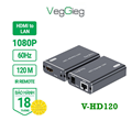 Bộ khuếch đại HDMI 120m VegGieg V-HD120 mặt sau với các cổng kết nối