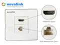 Bộ ổ cắm HDMI và mạng LAN Cat6 âm tường Novalink hình vuông chính hãng