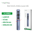 Bút trình chiếu không dây laser đỏ Veggieg V-LP002 - Thiết bị thuyết trình chuyên nghiệp