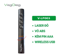 Bút trình chiếu không dây Vegieg V-LP003 với tia laser đỏ giúp điều khiển slide từ xa