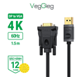 Dây cáp DisplayPort sang VGA VegGieg V-Z606 dài 1.5m, hình ảnh chi tiết sản phẩm