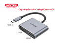 Cáp chuyển USB-C ra HDMI 4K 60Hz & VGA 1080P  Unitek V1126A xuất đồng thời 2 màn hình