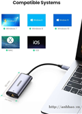 Cáp chuyển USB type C sang Lan 2.5Gbps Ugreen 70446 cao cấp