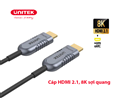 Cáp HDMI 2.1 sợi Quang 5M Unitek C11027DGY - Hỗ trợ 8K@60Hz, 4K@120Hz