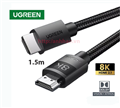 Cáp HDMI 8K Ugreen 40179 dài 1.5M, Độ phân giải 8K@60Hz 48Gbps, hỗ trợ HDR eARC