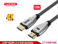 Cáp HDMI sợi quang 4k  cho tivi, máy chiếu dài 15m Unitek C11081BK