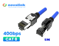 Cáp mạng cat8 đúc sẵn 2 đầu dài 5M Novalink NV-20209A | Dây nhảy mạng cat8 dà 5M