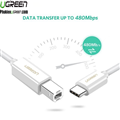 Cáp máy in USB Type-C to USB Type-B dài 1m Ugreen 40560 (màu trắng)