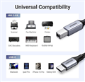 Cáp máy in USB Type-C UGREEN 80807 dài 2m màu đen