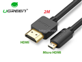 Cáp Micro HDMI sang HDMI 2M Ugreen 30103 - Kết nối hình ảnh và âm thanh chất lượng cao