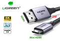 Cáp Mini HDMI to HDMI 8K@60Hz dài 2m Ugreen 15515