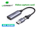 Card ghi hình Ugreen 40189 - Ghi hình HDMI 4K@60Hz, Livestream Full HD 1080P qua USB-C & USB-A