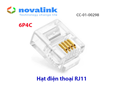 Đầu bấm điện thoại RJ11 Novalink CC-01-00298, chân tiếp xúc mạ vàng (túi 50 hạt)