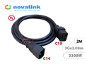 Dây nguồn C14 to C19 dài 1m 15A Novalink NV-56006A lõi đồng 3x2.08mm, chuẩn UL