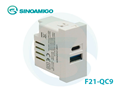 Hạt sạc USB Type A + Type C 20W PD cho ổ cắm âm bàn, âm sàn Sinoamigo F21-QC9
