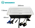 Hộp ổ cắm âm bàn họp đa năng Sinoamigo STS-201GST-S có cổng HDMI, USB, LAN, Audio