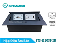 Hộp ổ cắm điện âm bàn họp Sinoamigo STS-212GST-2 màu đen. Tích hợp 3 ổ điện, 1 HDMI