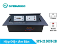 Hộp ổ điện âm bàn văn phòng Sioamigo STS-212GST-2B màu đen. Tích hợp 3 ổ điện, 1 ổ Audio 3.5 hoa sen