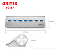 Hub chia 7 cổng USB 3.0 Unitek Y-3187 chính hãng (có nguồn)
