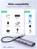Hub USB 5 in 1 Ugreen 60554 (thêm 3 cổng USB-A, 1 cổng mạng Gigabit, 1 cổng USB-C)