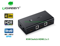  Ugreen 50744 - KVM Switch 2 cổng HDMI, chuyển đổi nhanh chóng giữa hai máy tính với hỗ trợ 4K.