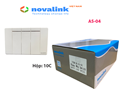 Mặt 3 công tắc 1 chiều A5-04 Novalink, khung nhôm cao cấp, công suất 10A-220/250V