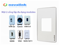 Mặt Wallplate 2 cổng Novalink NV-21002W - Lắp đa dạng Module mạng, HDMI, VGA, USB, Audio