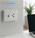 Mặt wallplate 3 cổng Novalink NV-21003W màu trắng tuyết, lắp nhân mạng HDMI USB VGA