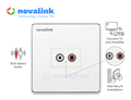Ổ cắm âm tường RCA audio hình vuông Novalink cho TV, ampli và hệ thống âm thanh
