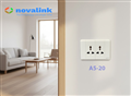 Ổ cắm đôi 3 chấu đa năng âm tường A6-20 Novalink, công suất 15A-220V