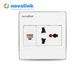 Ổ cắm mạng LAN RJ45 Cat6 âm tường kèm ổ điện đa năng - Novalink