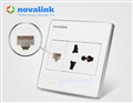 Ổ cắm mạng LAN RJ45 Cat6 âm tường kèm ổ điện đa năng - Novalink