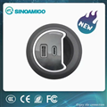 Ổ cắm USB âm bàn sạc nhanh Type C + Type A màu đen cho bàn làm việc, bàn họp Sinoamigo STC-1B/C20