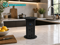 Ổ điện âm bàn đảo bếp nâng hạ tự động Sinoamigo SMT-6B màu đen, sạc không dây 15W