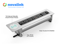 Ổ điện âm bàn họp có sạc không dây Novalink NV-ST803WQI, xoay điện 180 độ, tích hợp HDMI và USB-C