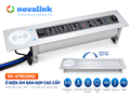 Ổ điện âm bàn họp có sạc không dây Novalink NV-ST803WQI, xoay điện 180 độ, tích hợp HDMI và USB-C