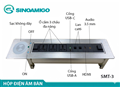 Ổ điện âm bàn họp đa năng Sinoamigo SMT-3 xoay 180 độ, có sạc không dây cho văn phòng