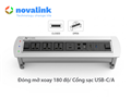 Ổ điện âm bàn họp tự động Novalink NV-ST803E, xoay điện 180 độ, tích hợp HDMI, USB-C, mạng LAN