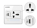 Ổ điện vuông âm tường kèm cổng USB 5V-2.1A sạc điện thoại