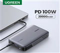 Pin sạc dự phòng 20000mAh UGREEN 25188 - Sạc nhanh 100W, PD 3.1, 3 cổng USB