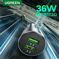 Tẩu sạc nhanh ô tô Ugreen 10144, QC3.0 36W 2 cổng USB - Hàng chính hãng