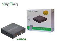 Bộ chia HDMI 1 ra 2 V-HD06 Veggieg, hỗ trợ độ phân giải 4K*2K@60Hz
