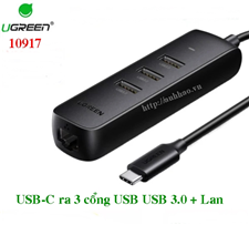 Bộ chia USB-C ra 3 cổng USB + Lan Ugreen 10917 chính hãng