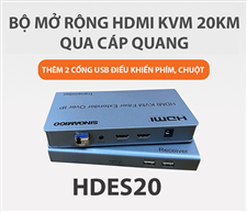 Bộ chuyển đổi HDMI sang quang 20KM Sinoamigo HDES20 - Hỗ trợ 2 cổng USB và IR