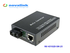Bộ chuyển đổi quang điện 2 sợi 1Gb SC single mode 25km Novalink NV-43102D-SM-25