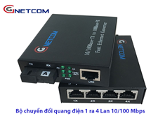 Bộ chuyển đổi quang điện GNETCOM 1 ra 4 LAN 10/100M